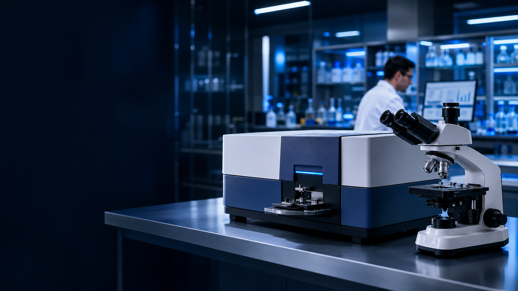 Advanced laboratory instruments in a modern testing facility